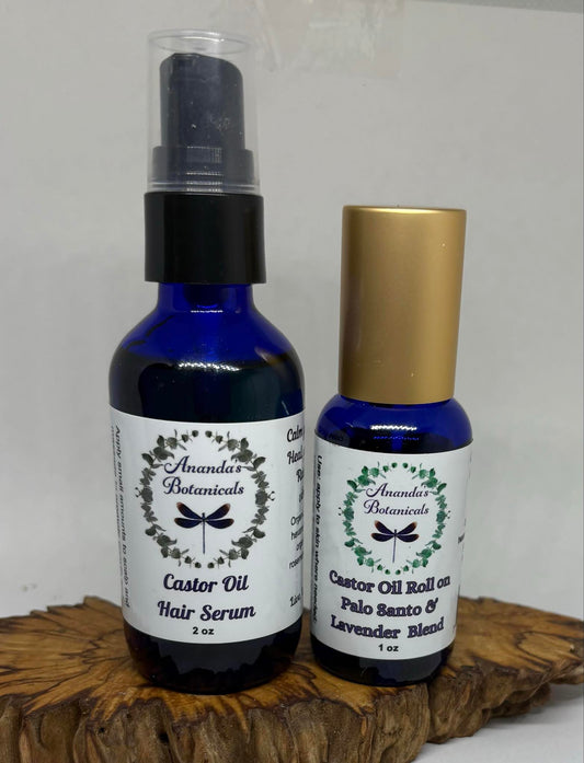 Ananda's Castor Oil Roll On and Hair Serum Bundle
